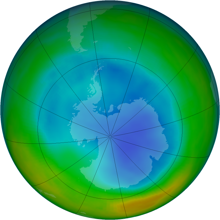 Antarctic ozone map for July 1996